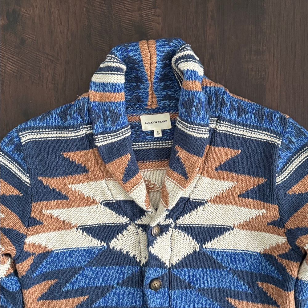 LUCKY BRAND WOMENS CARDIGAN SOUTHWESTERN AZTEC THICK COTTON SOFT MEDIUM - Picture 8 of 16